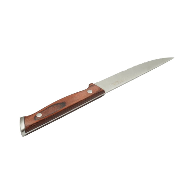 Set di 6 coltelli da bistecca (12,5 cm), lama seghettata in acciaio 3Cr13, manico in legno Pakka. Breckner Germany