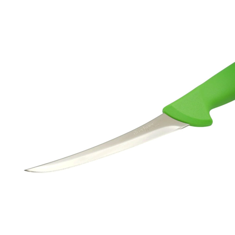 Coltello professionale curvo per disosso da 15 cm, lama in acciaio 5Cr15MoV, manico in nylon verde. Breckner Germany