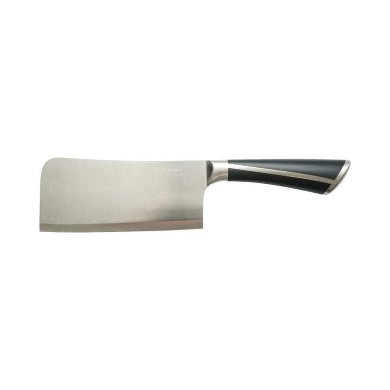 Set di coltelli da cucina da 8 pezzi con supporto girevole in acrilico, forbici e acciaino; lame in acciaio 3Cr13, manici in acciaio 18/0 nero. Breckner Germany
