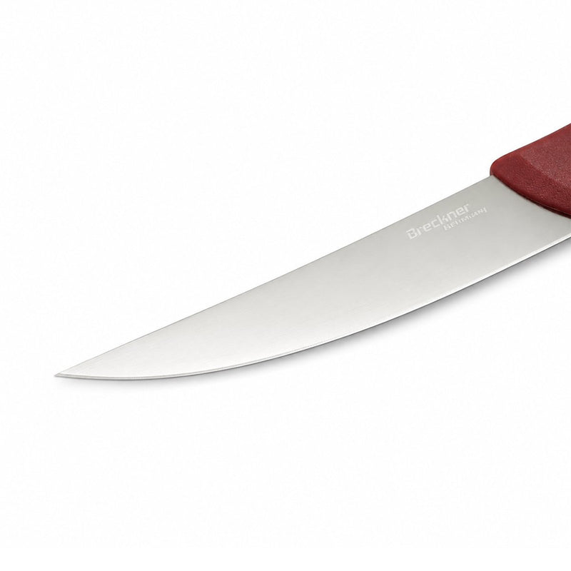 Coltello professionale da macelleria e macellazione da 15 cm, lama in acciaio 5Cr15MoV, manico in nylon rosso. Breckner Germany