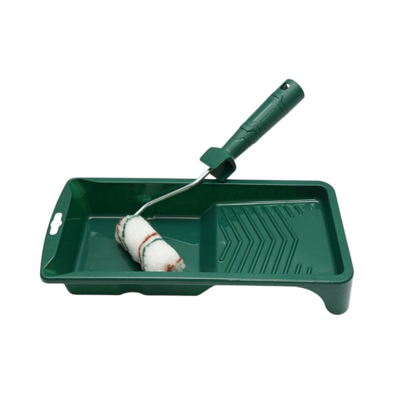 Set di mini rulli per verniciatura: 10 rulli in poliestere (10 cm), manico in PP, vaschetta per vernice e rivestimento per vaschetta (13 pezzi) Breckner Germany