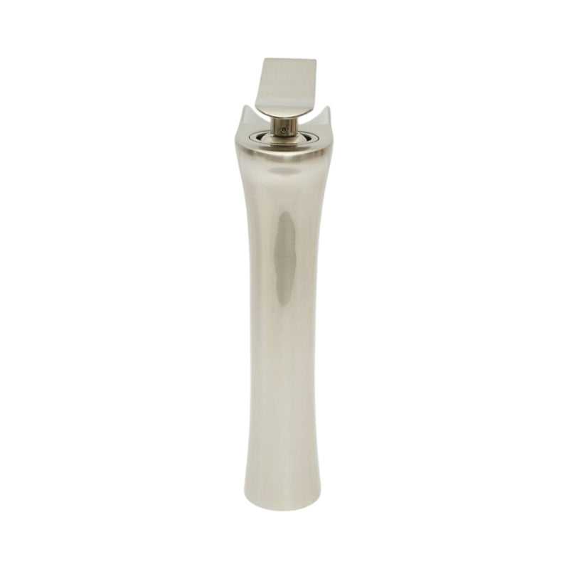 Rubinetto alto di alta qualità per lavabo da bagno in rame, con erogazione a cascata, design rotondo, miscelatore monocomando, finitura argento satinato e flessibili inclusi.