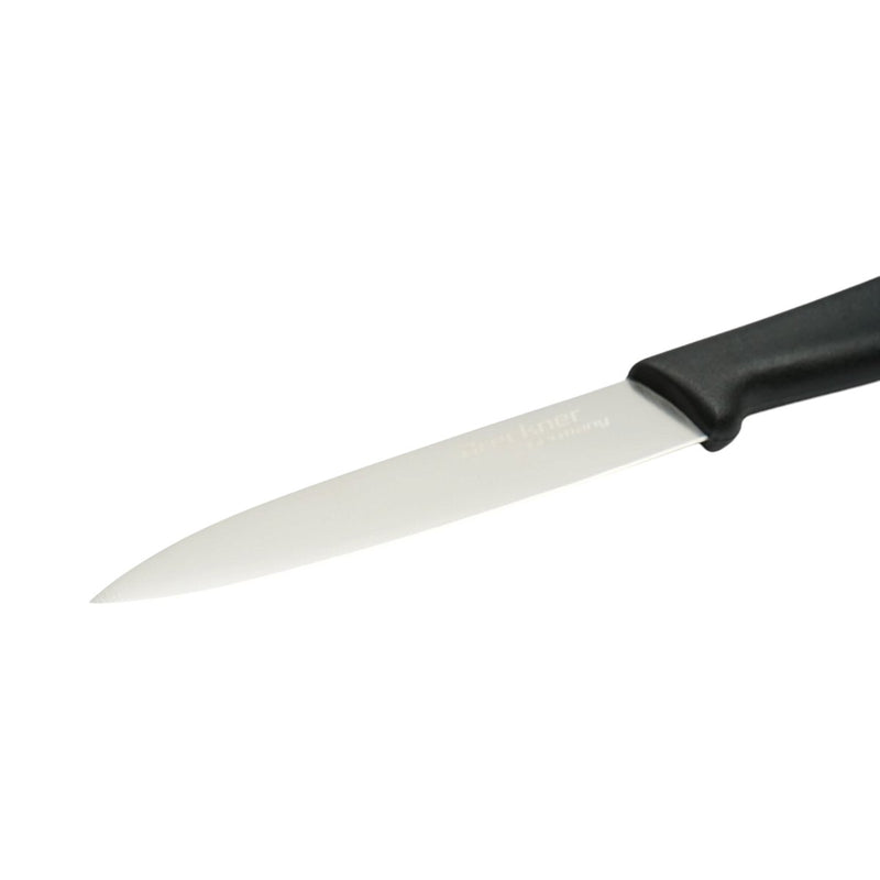 Coltello da pelatura 10 cm, lama in acciaio 5Cr15MoV, manico in PP nero. Breckner Germany