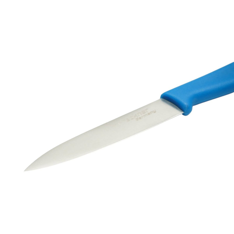 Coltello da pelatura 10 cm, lama in acciaio 5Cr15MoV, manico in PP blu. Breckner Germany